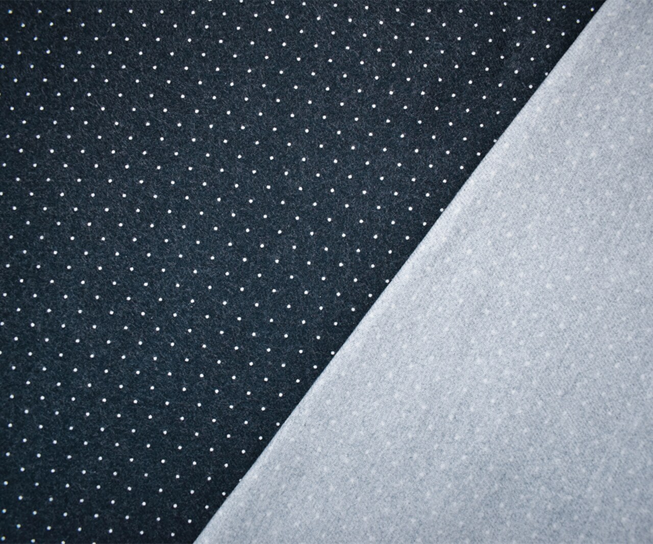 Deep Navy Japanese Cotton Dot Printed Brushed Face Flannel Twill Woven Fabric By the Yard